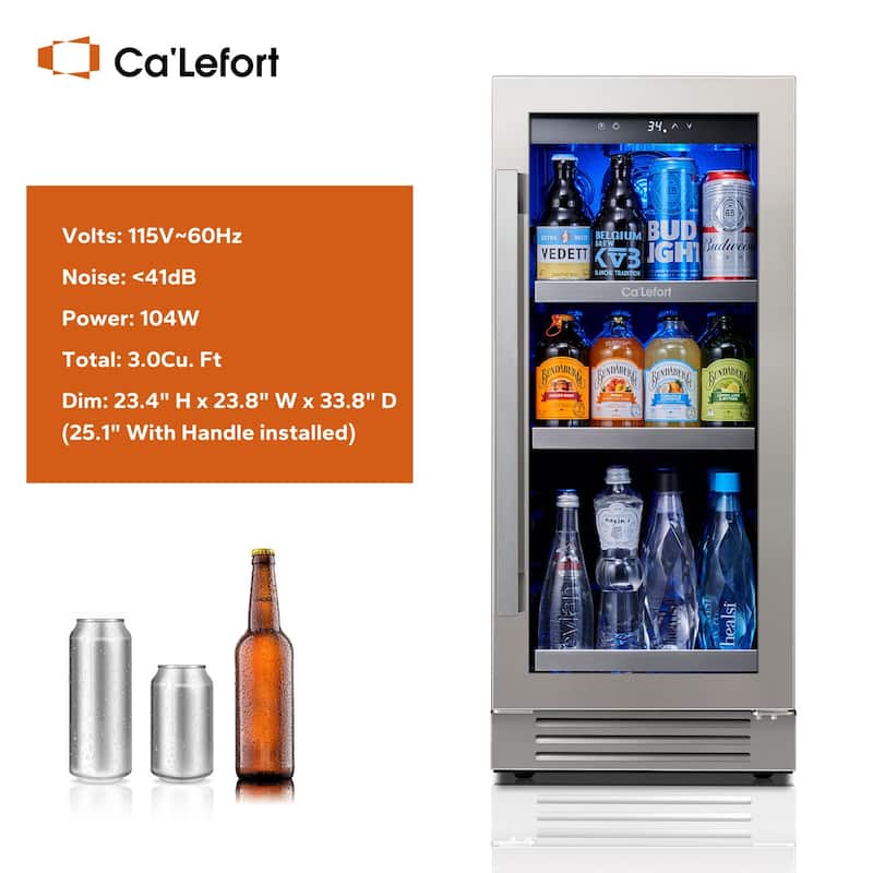 15 Inch 80 Can Built-in/ Freestanding Beverage Cooler