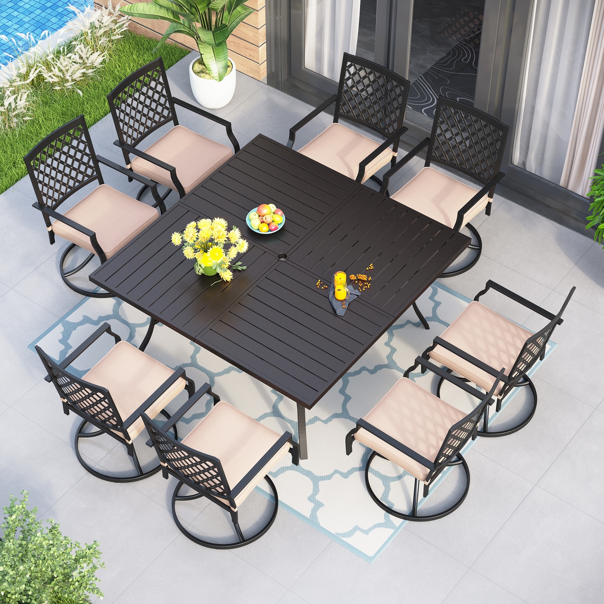 Square patio dining set shop seats 8