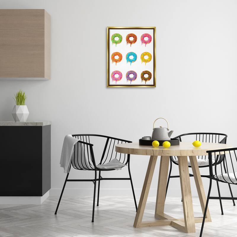 Stupell Bright Donut Rows Framed Floater Canvas Wall Art Design By Marcus Prime