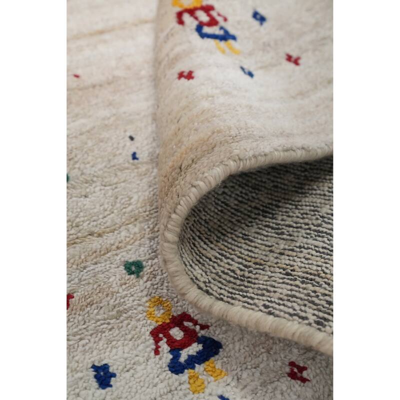 Hand Knotted Oriental Viscose Silk Carpet Tribal Animal Pictorial Beige & Ivories Gabbeh Runner Rug - 9' 9'' X 2' 6''