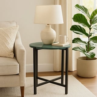 Marble Side Table For Living Room With Metal Frame-21 Inch Height