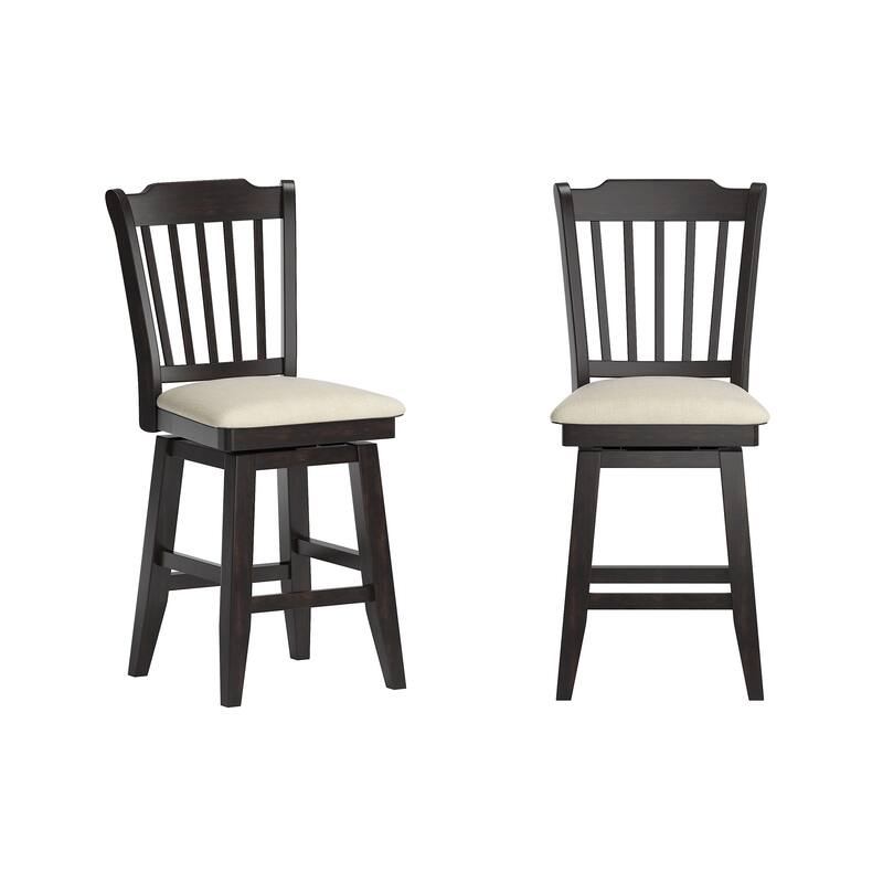 Ronda Slat Back Wood Swivel Chair - Antique Black - Counter Height