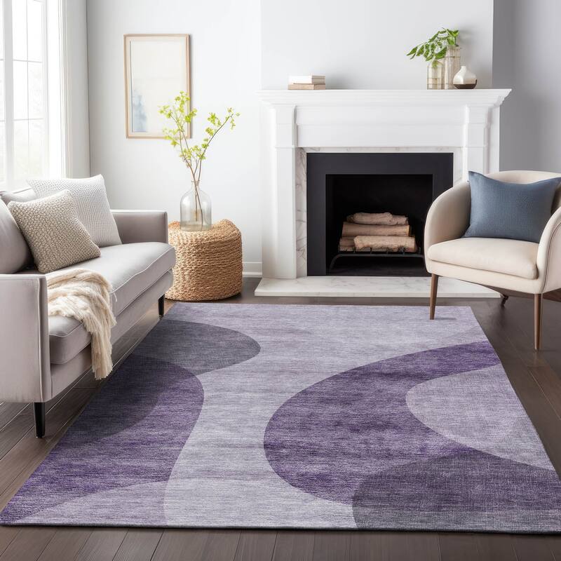 Premium Washable Super Soft Contemporary Vibes Mayfield Rug - Purple - 3' x 5' - Rectangle