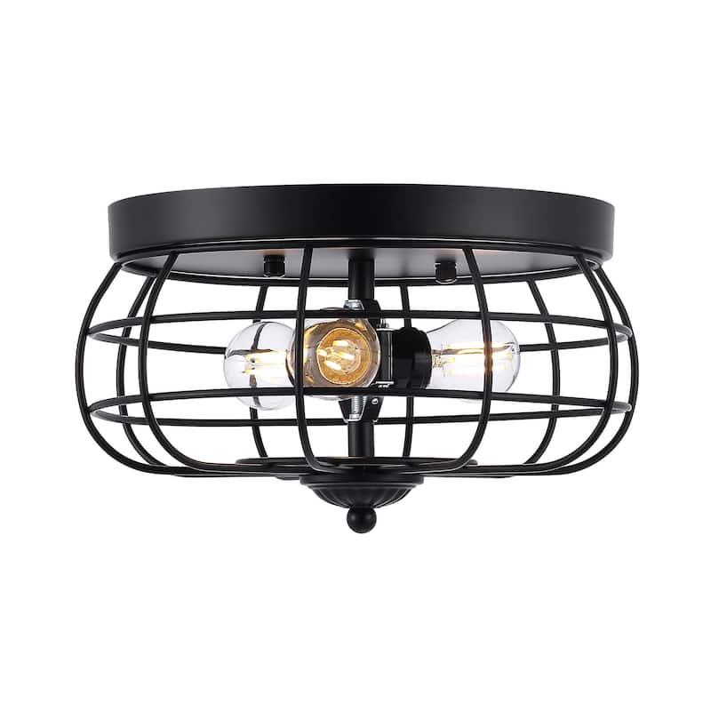 Black Retro Industrial Style Flush Mount Ceiling Light