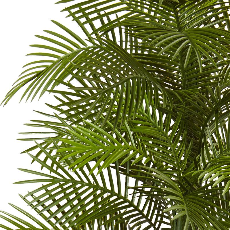 7Ft Double Robellini Palm Tree - Indoor Outdoor Tropical Decor, UV Resistant Faux Tree, Maintenance Free - Green