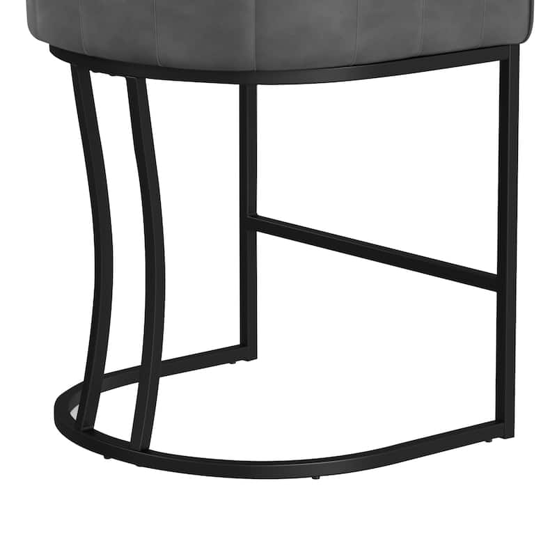 LUE BONA Modern 26.in Low Back Counter Height Barstools Upholstered/PU Leather Barrel Set of 2 Bar Stools with Metal Frame