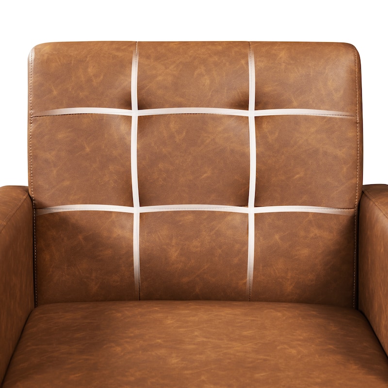 Yaheetech Modern Faux Leather Tufted Accent Chair with Solid Wood Legs - 28.5"×29"×33"