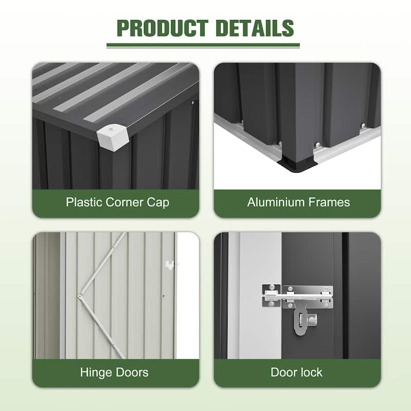 GDFStudio - Lucas All-Weather 6x4 ft Outdoor Storage Shed with Robust Construction and Easy Assembly