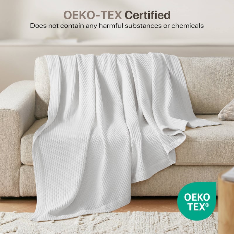 Madison Park Waffle Weave Cotton Blanket
