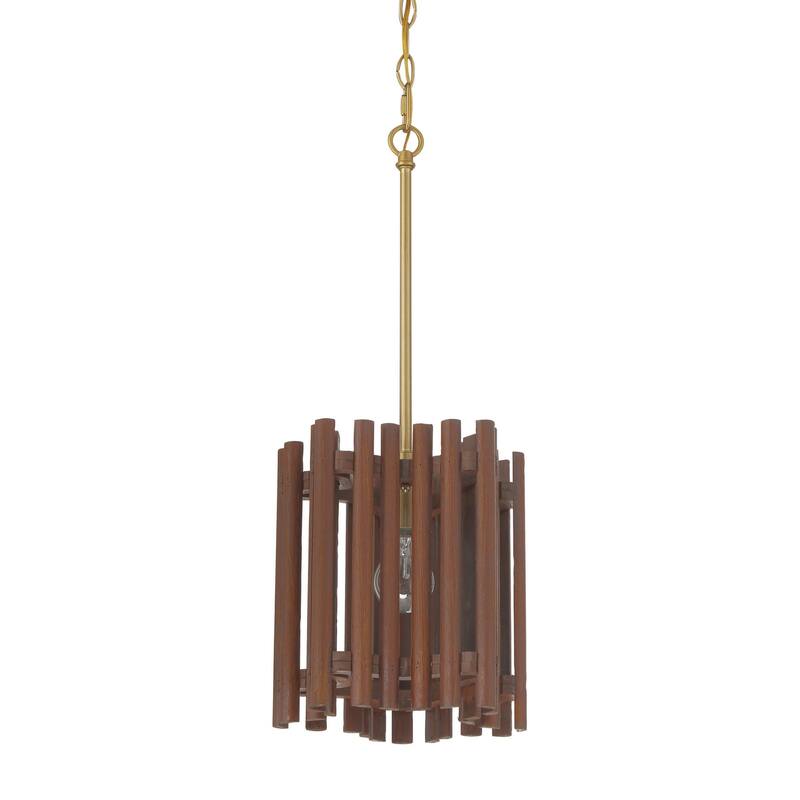 Craftmade 58491 Freeform 10" Wide Suspension Mini Pendant - Satin Brass / Walnut
