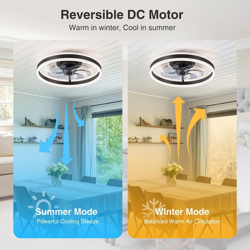 20"/23" Low Profile Dimmable Smart Ceiling Fan with Lights and Remote(6/7 ABS Blades)