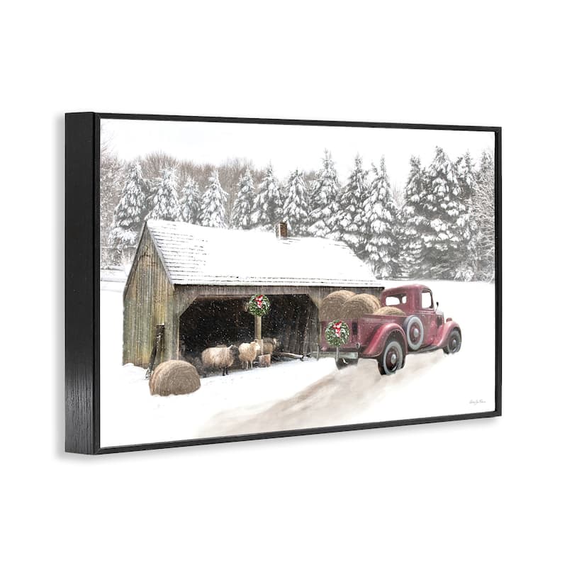 Stupell Snowy Winter Farm Sheep Framed Giclee Art Design By Robin-Lee Viera