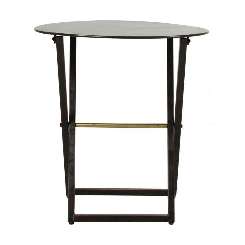 Brown And Gold Iron Metal Folding Side Table by East at Main