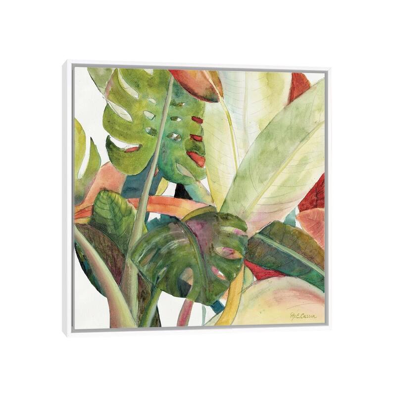 iCanvas "Tropical Lush Garden square I" by Marie Elaine Cusson Framed Canvas Print - White - 18x18