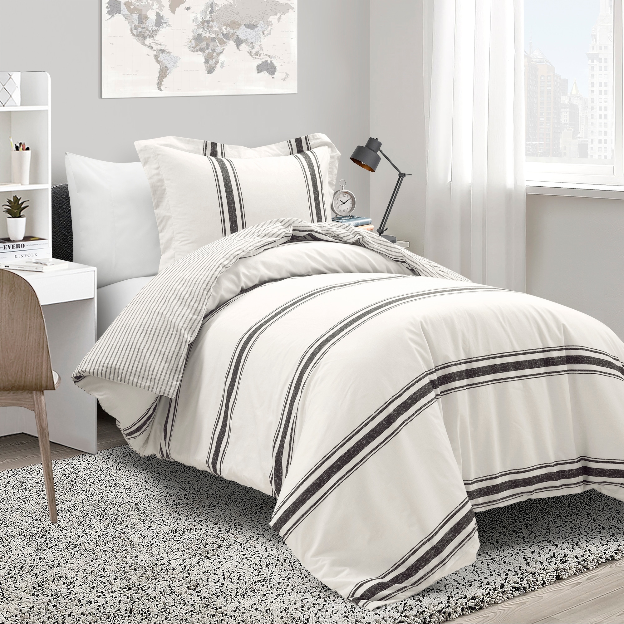 Lush Decor Farmhouse Stripe 3 Piece Duvet Cover Set On Sale