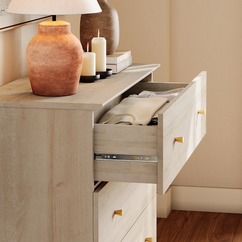 WAMPAT Dresser with 3 Drawers, 35.4" Wide Chest of Drawer for Bedroom