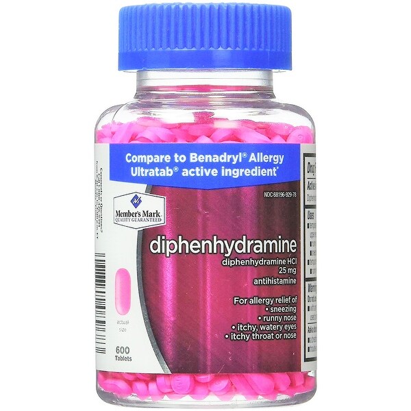 Member's Mark Diphenhydramine HCI 25 mg Antihistamine for Allergy