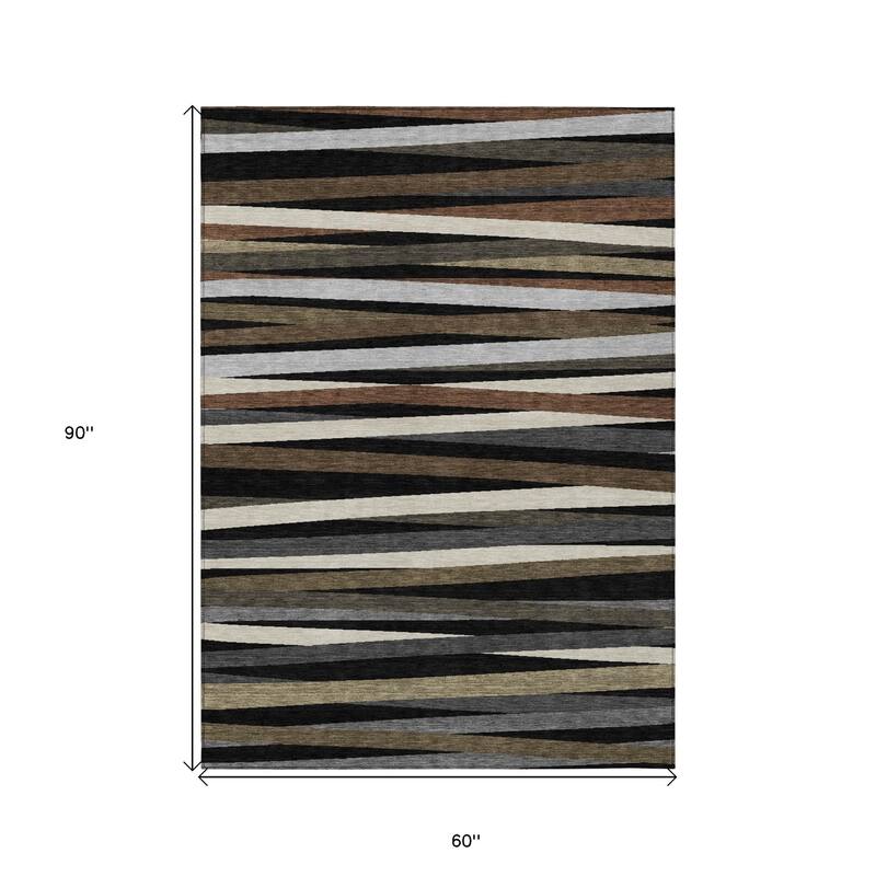 HomeRoots Striped Transitional Rectangle Outdoor Rug