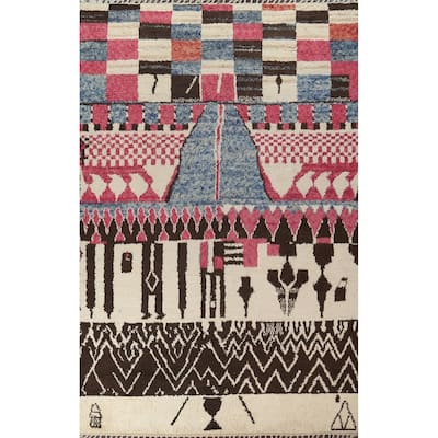 Tribal Geometric Oriental Moroccan Wool Area Rug Hand-knotted Carpet - 9'0" x 13'0"