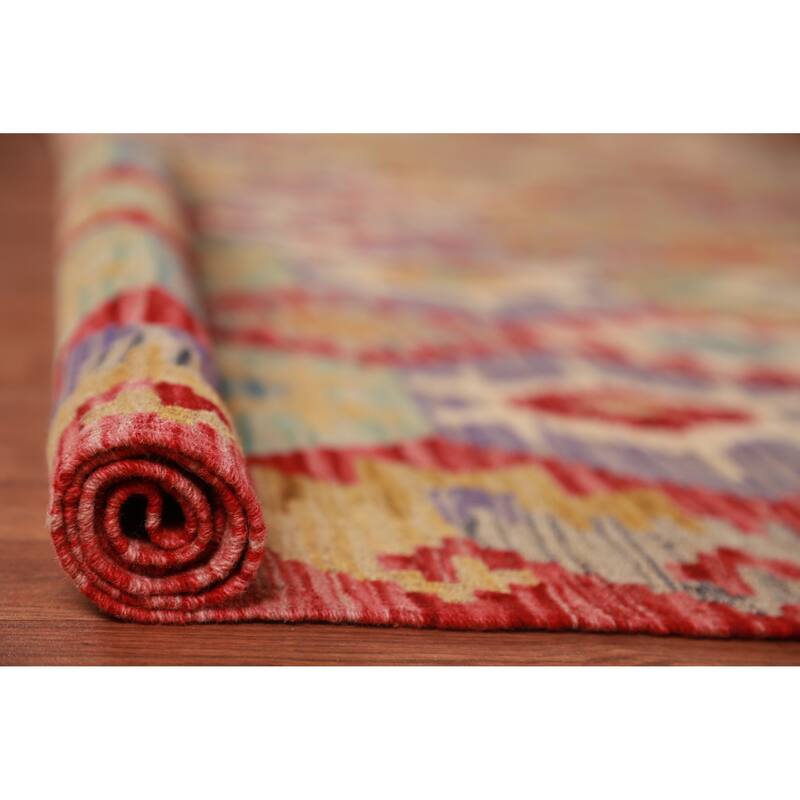 Geometric Kilim Oriental Large Rug Flatweave Living Room Wool Carpet - 10'1"x 15'10"