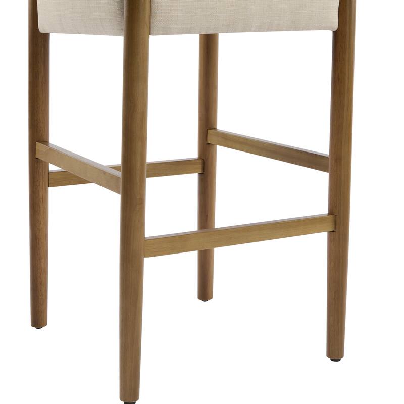 Christopher Knight Home - Mika Modern 28.5" Wood Barstool Set with Neutral Polyester Cushion for Kitchen Island or Home Bar