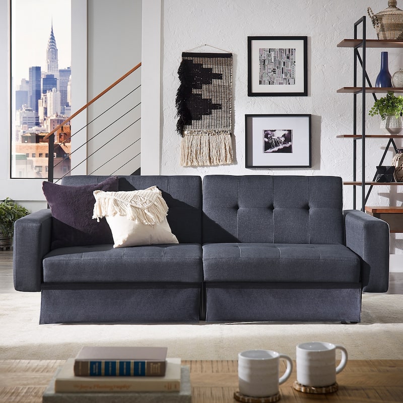 Palatka Full 80" Wide Tufted Fabric Convertible Futon by iNSPIRE Q Classic