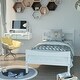 preview thumbnail 3 of 1, Twin size Farmhouse Style Pine Wood Platform Bed Frame in White