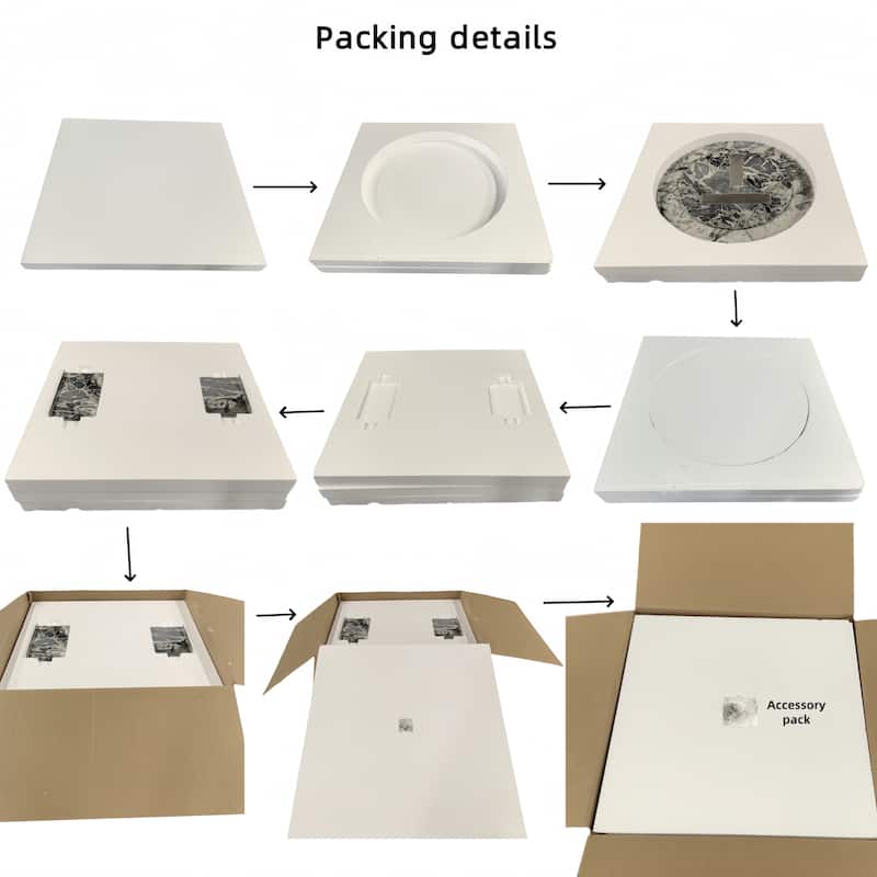 Roomfitters Round Marble Coffee Table, Natural Stone Living Room Table, Solid Marble Low Profile Design