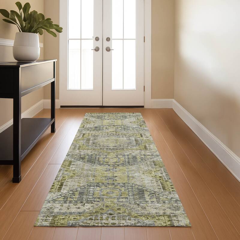 Premium Washable Super Soft Vintage Traditional Mayfield Rug - Khaki - 2'3" x 7'6"
