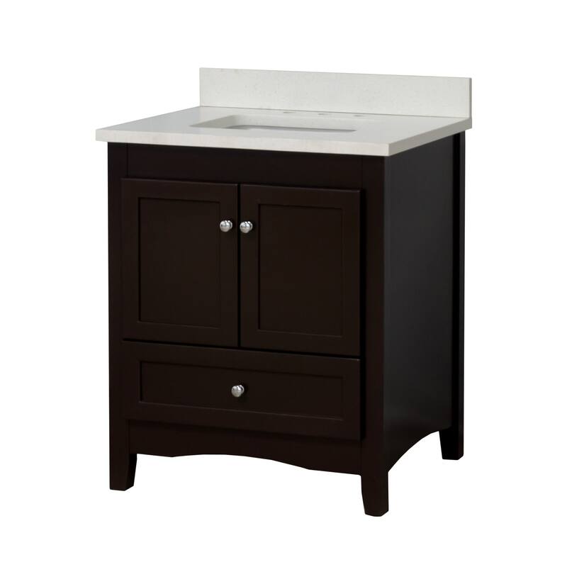 KitchenBathCollection Abbey 30" Bathroom Vanity with Quartz Top