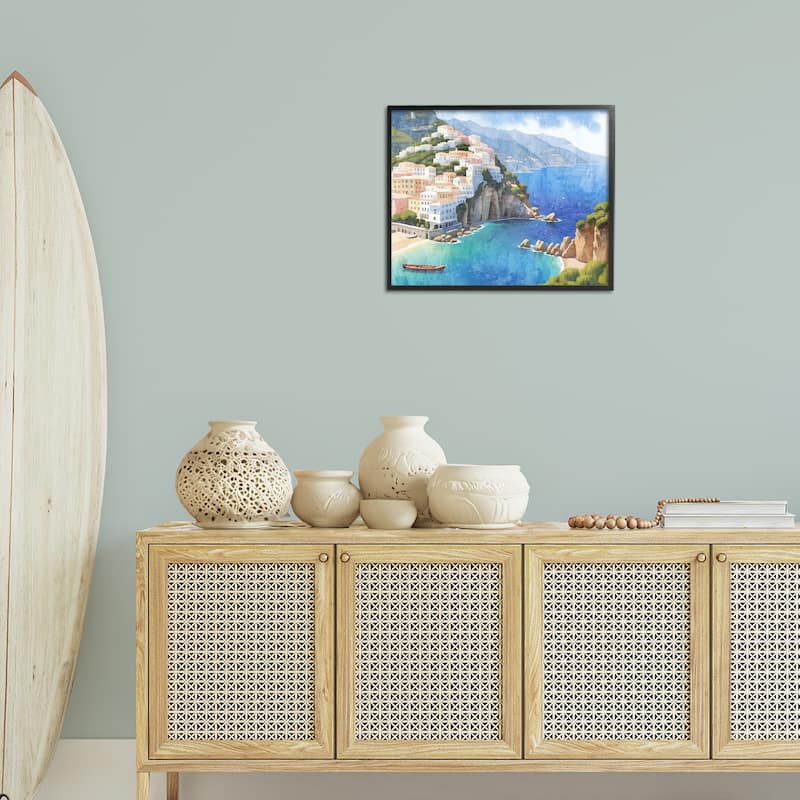 Stupell Vibrant Coastal Seascape Framed Giclee Art Design By Kim Allen