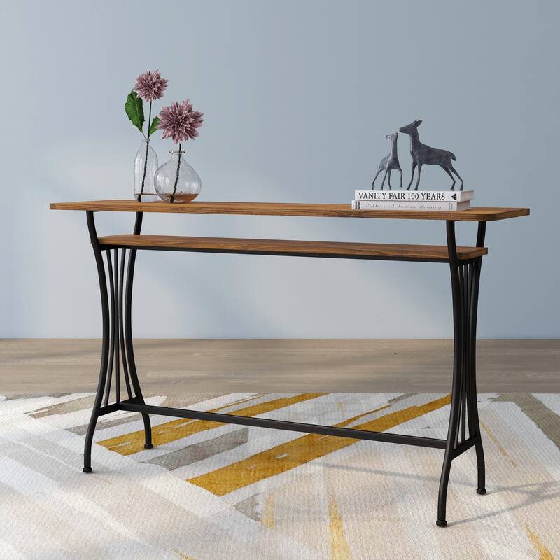 DH BASIC Industrial 60-inch Metal 1-Shelf Counter Height Table by Denhour