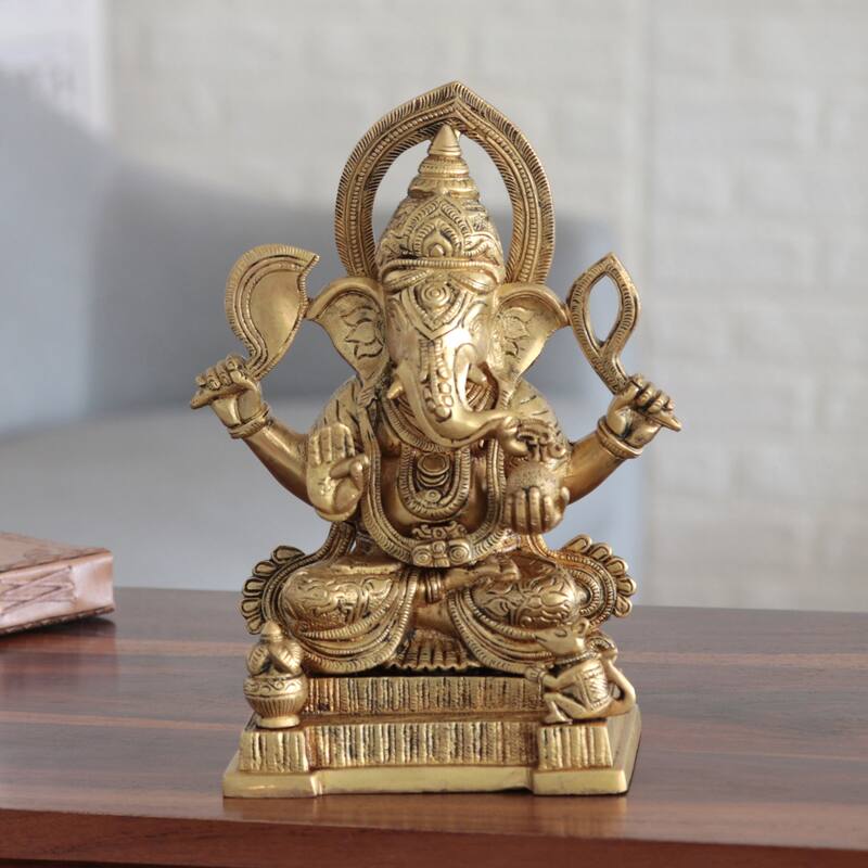 Novica Handmade Sublime Ganesha Brass Sculpture