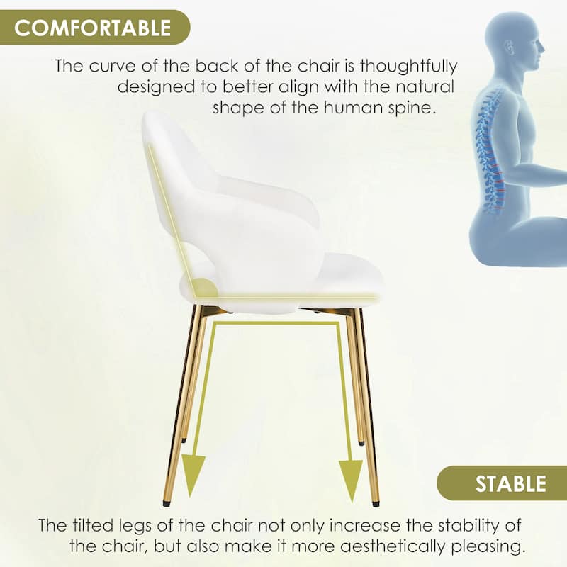 Javlergo Modern Dining Chairs, Comfy Dining Room Chairs with Thick Cushions, Upholstered Kitchen Side Chairs with Metal Legs