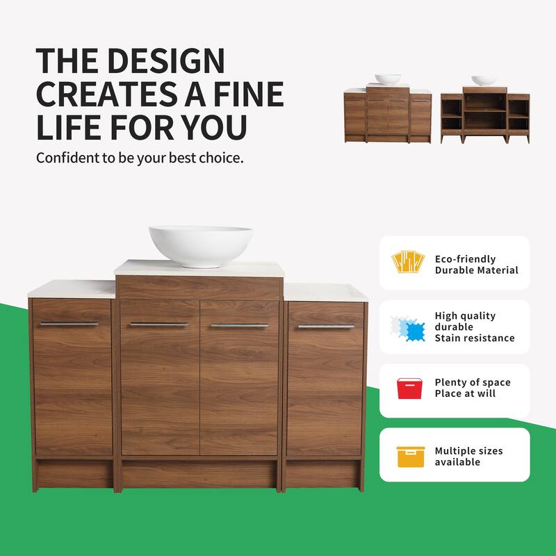 BNK 24/36/48/60 Inch Bathroom Vanity with Sink, Freestanding Bathroom Vanity with Soft Close Doors and Adjustable Shelf
