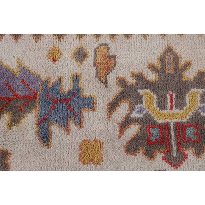 Beige Floral Oushak Indian Area Rug Handmade Wool Carpet - 8'2"x 10'0"