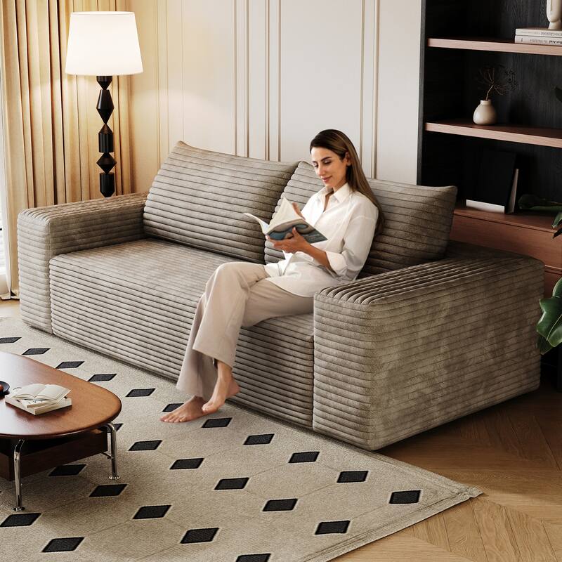 Corduroy Deep Seat Loveseat Sofa Ergonomic Couch