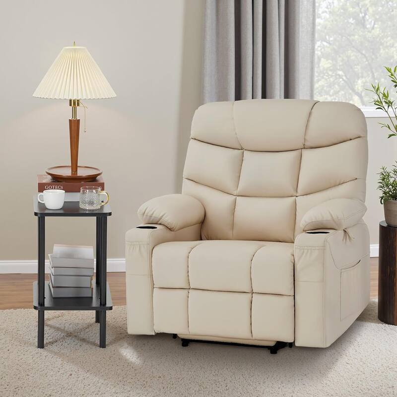 MCombo Wide Power Lift Recliner Chair with Extended Footrest for Big Elderly People, Faux Leather R7289