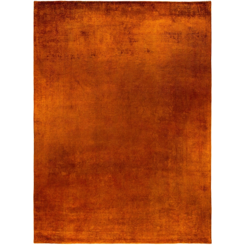 Overdyed One-of-a-Kind Hand-Knotted Area Rug - Orange - 10' 0" x 13' 8"
