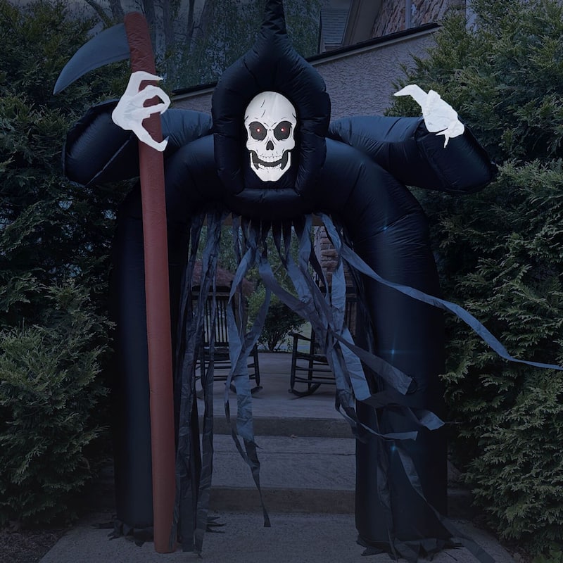 Haunted Hill Farm 10-Ft. Tall Pre-lit Musical Inflatable Grim Reaper Arch