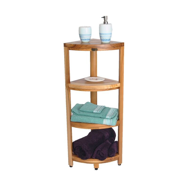 EcoDecors 4-Tier, Shower Table, Standing Shower, Caddy-Teak Shower Caddy, Shower Organizer Stand, Teak Shelf, Teak Shower Shelf