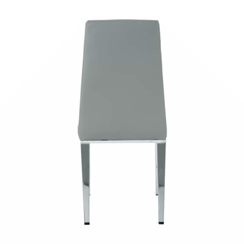 Modern simple light luxury dining chair Home bedroom stool back PU electroplated chair legs (set of 2)