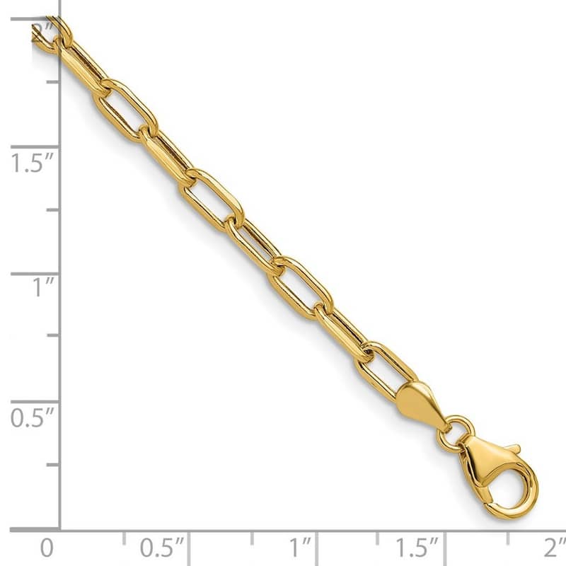 Curata 14k Yellow Gold 3.7mm Semi solid Beveled Paperclip Chain BraceletOptions: 7" 8"