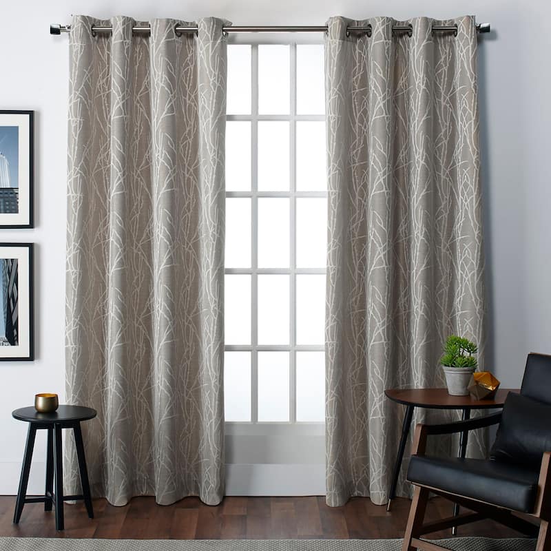 ATI Home Finesse Branch Print Grommet Top Curtain Panel Pair - 54X96 - Finesse Natural