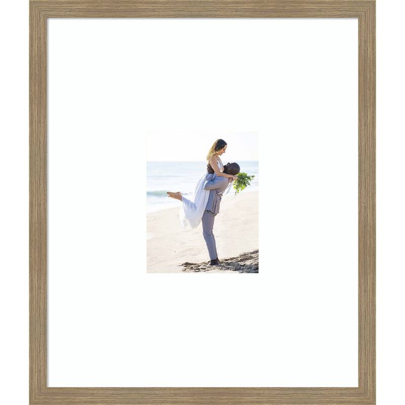 Woodgrain Stripe Blonde Framed Picture Frame, Photo Frame - 22x26 Matted to 8x10 - Woodgrain Stripe Mocha