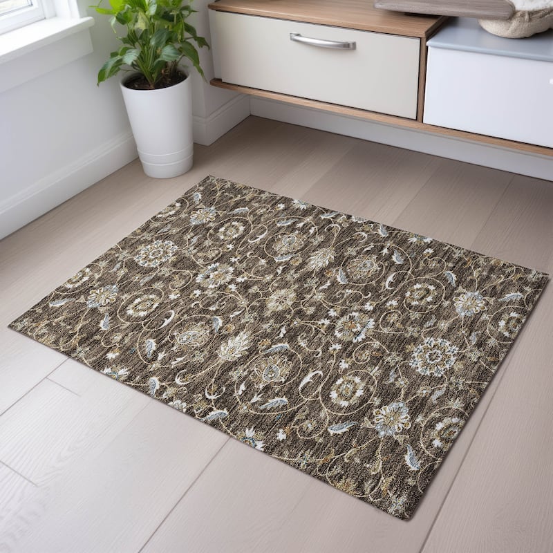 Premium Washable Super Soft Traditional Persian Mayfield Rug - Chocolate - 1'8" x 2'6"