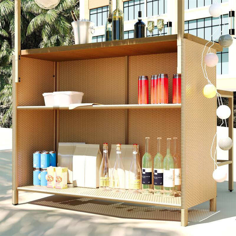 Hawaiian-style Bar Height Patio Set