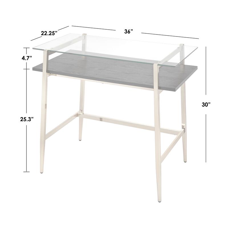 Lifestorey Thayer Mid-Century Glass Desk