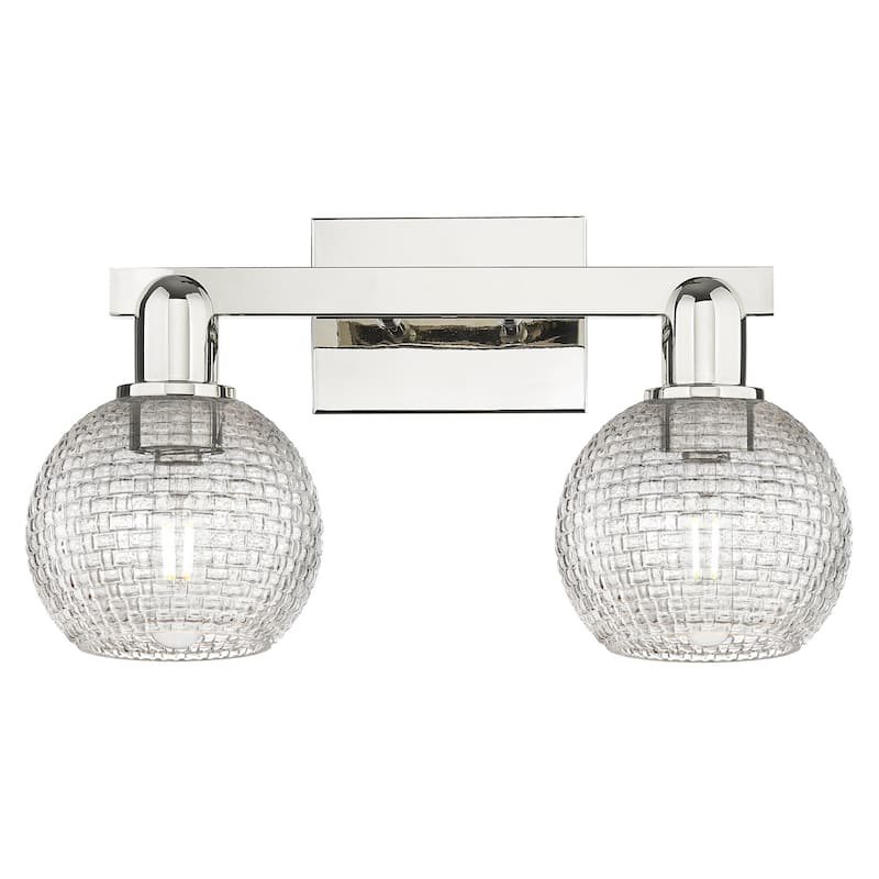 Innovations Lighting 716-2W-10-17 Athens Vanity Athens 2 Light 17" - Polished Nickel / Clear Basketweave
