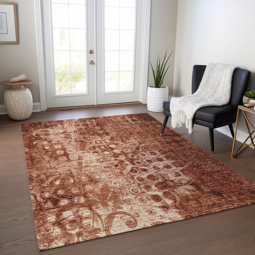 Machine Washable Indoor/ Outdoor Chantille Abstract Modern Rug